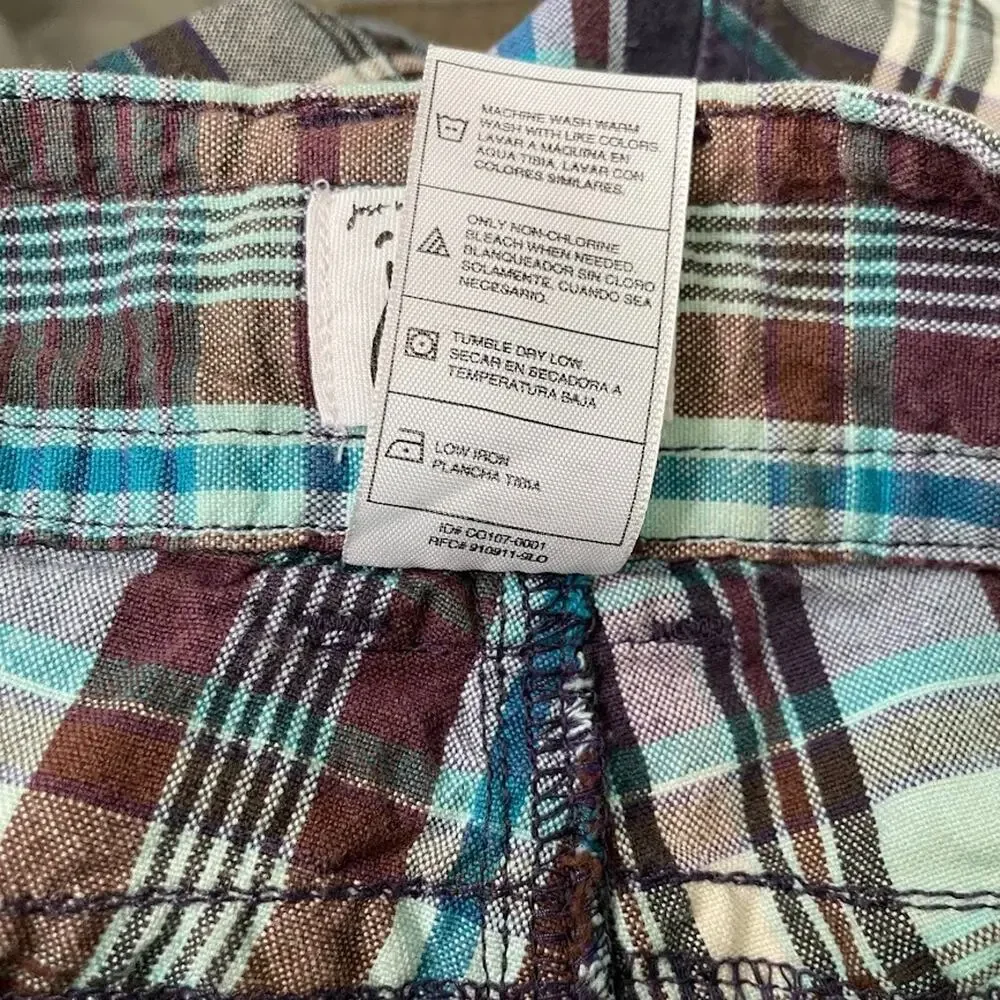 JMS Just My Size Women Plus 22W Teal Blue Plaid Shorts Y2K Preppy Casual Country